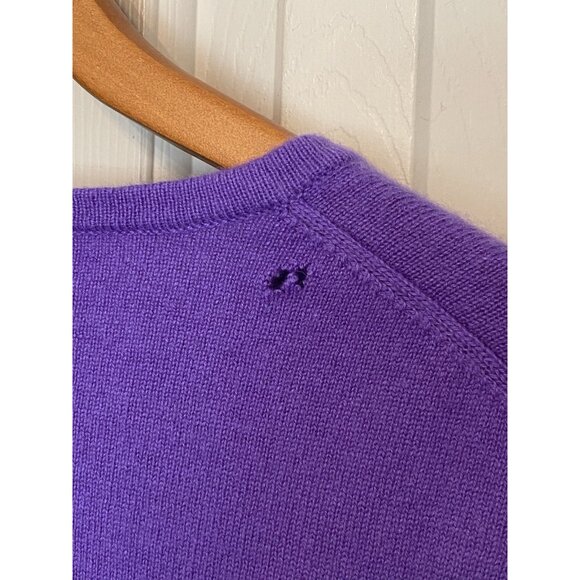 Talbots Women’s Cashmere Sweater XL Petite Purple Long Sleeve Distressed Holes - Picture 8 of 8